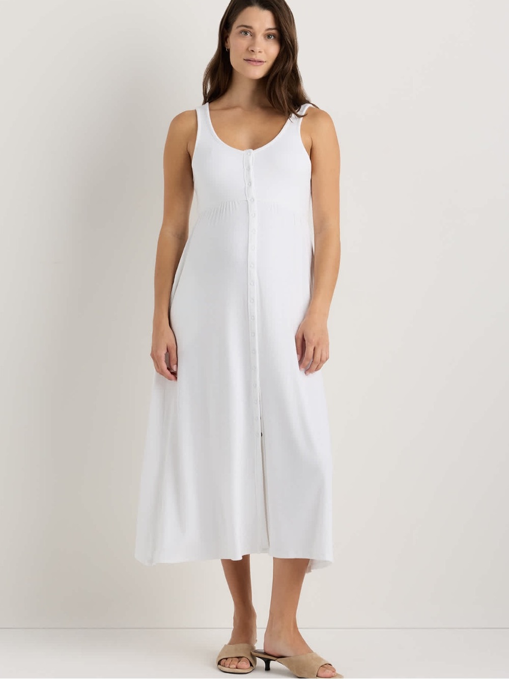 Quince Bamboo Maternity Sleeveless Button Front Dress NWT